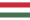 Flag of Hungary with three horizontal stripes: red on top, white in the middle, and green on the bottom.
