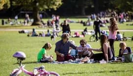 Family in park during lunchtime