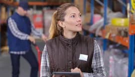 Woman working in warehouse