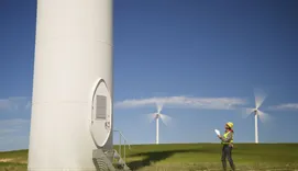 Windmills for renewable electric production in Zaragoza Province, Spain