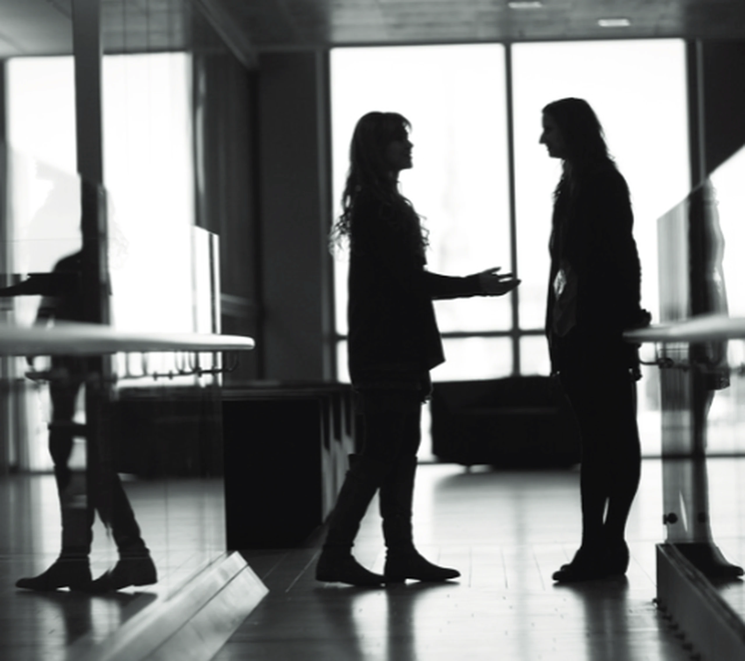 two women talking