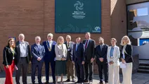 Representatives at the Eurofound Open Day 2026 pose in front of the conference building
