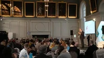 Photo of the entire room during Ivailo Kalfin's speech