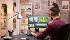 Young man working from home