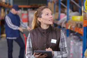 Woman working in warehouse