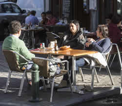 Group sitting together at a café