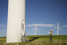Engineer at windmills for renewable electric production