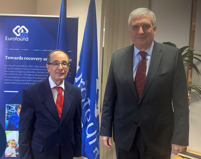 Image of H.E. Mr Leonard Sacco, Ambassador of Malta, meeting with Eurofound Executive Director Ivailo Kalfin at Eurofound on 11 November 2021